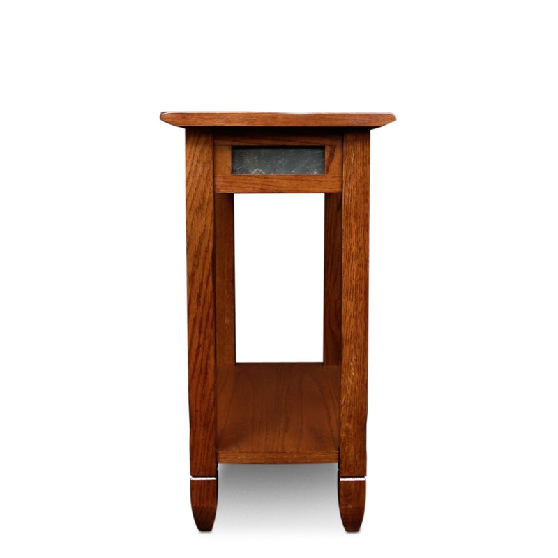 Leick Home Sibley End Table, Solid Wood, 12 in. Wide, Slate Tile Detail, 1 Lower Shelf, Narrow Width, Easy-Assembly, Rustic Oak, 24.0 in. L x 12.0 in. W x 24.0 in. H, 10060 - Image 5